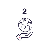 icon with number two and hand holding the planet