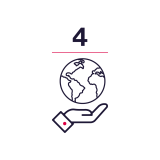 icon with number four and hand holding the planet