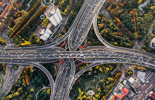 aerial view of road network