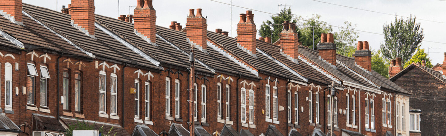 Row of terraced Victorian style houses