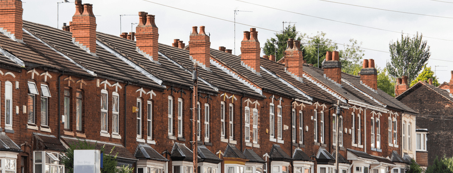 Row of terraced Victorian style houses