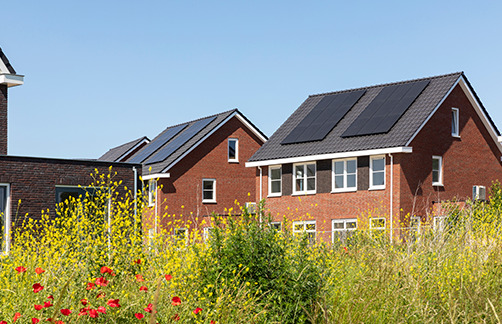 solar panels on roof of a new build house